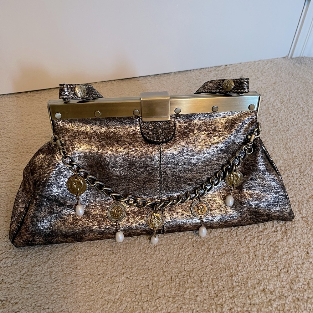 Patricia Nash gold/bronze frame bag.